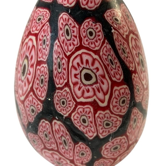 Vintage Millefiori egg shaped candle pinkish red/black - Picture 8 of 8